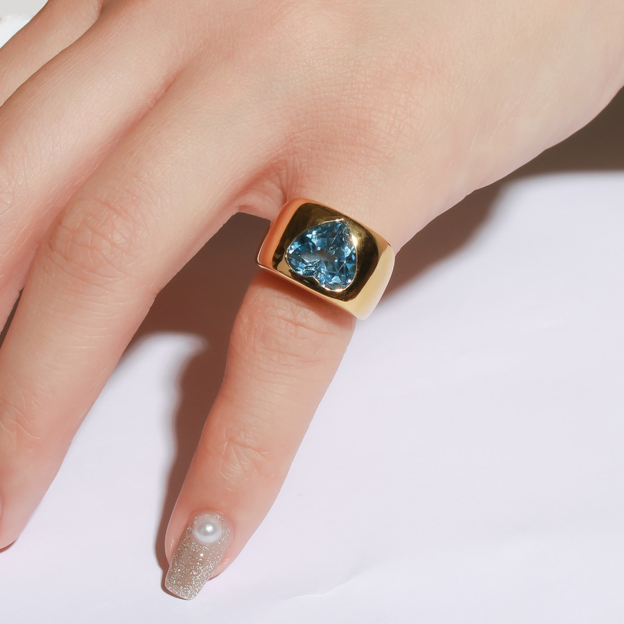 Big heart stone ring (3～7号) 詳細画像 Gold 6