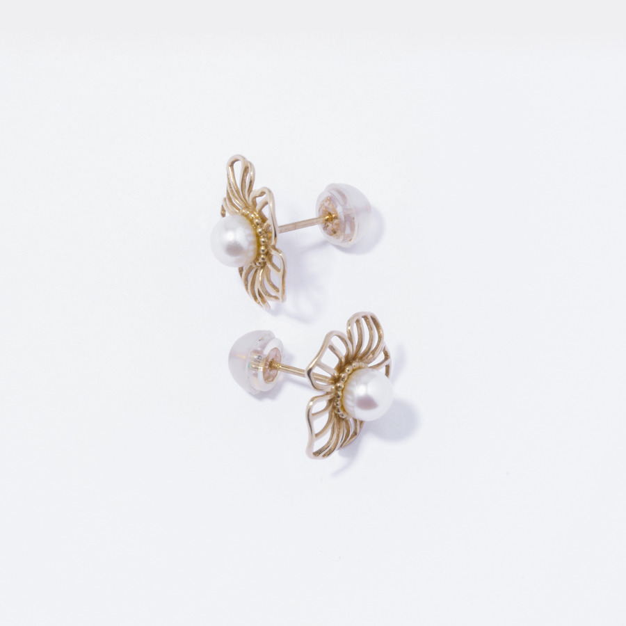 Flower pearl earrings 詳細画像 Gold 1