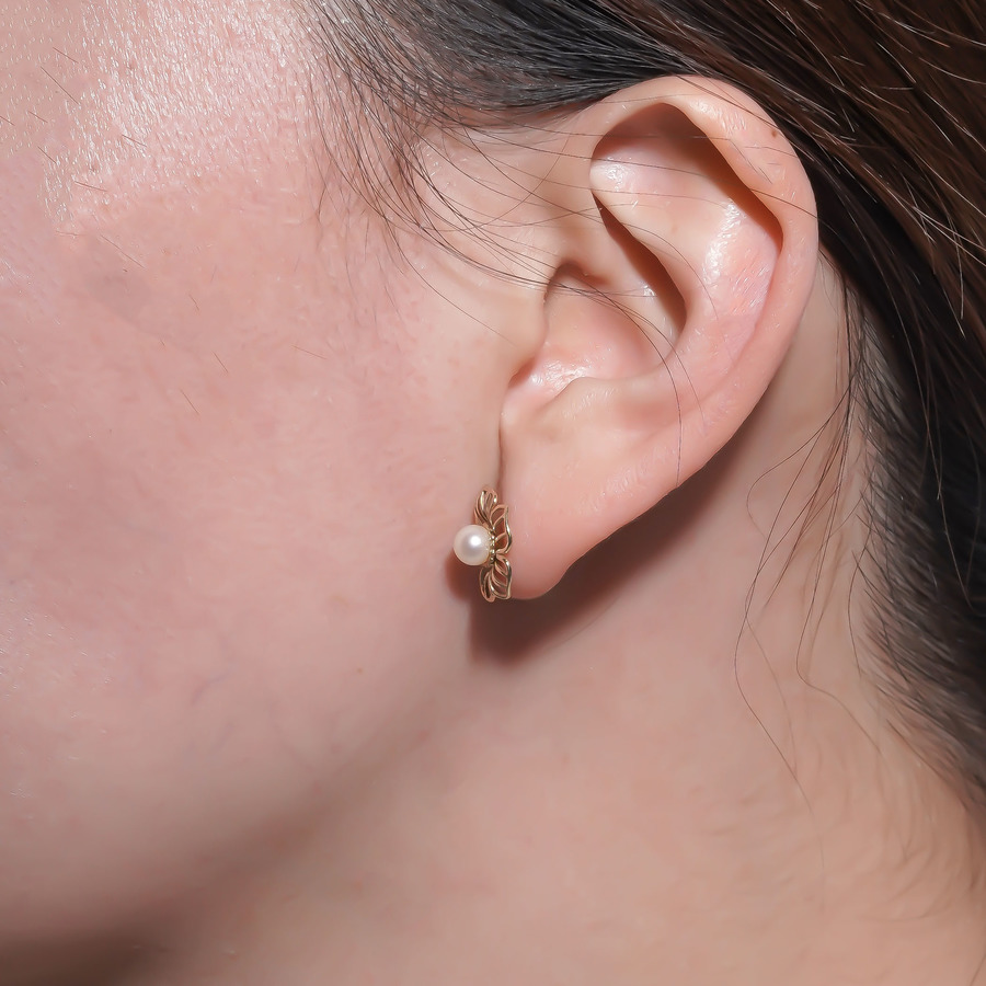 Flower pearl earrings 詳細画像 Gold 3
